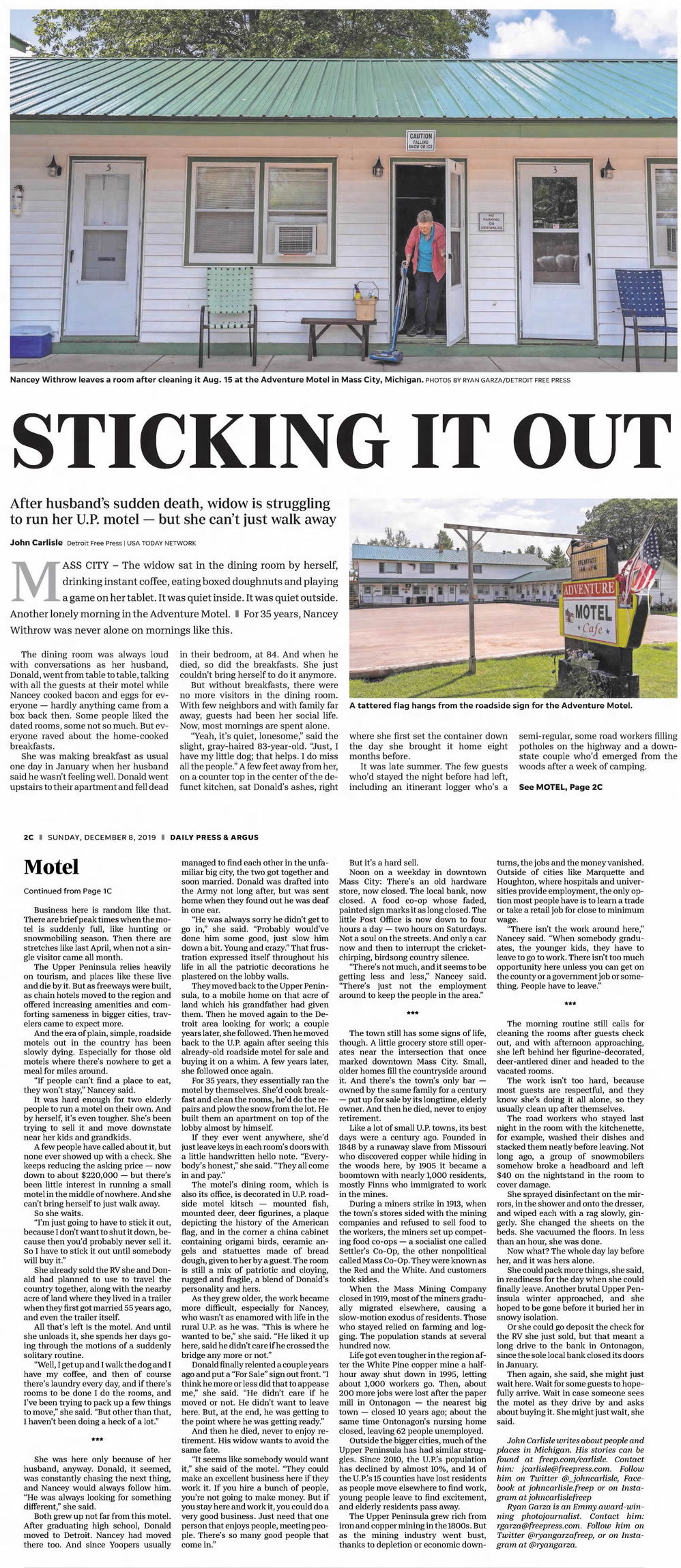 Adventure Motel - Dec 8 2019 Livingston County Daily Press And Argus (newer photo)